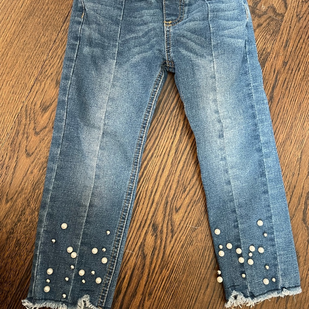 Mae Li Rose jeans embellished Pearl and crystals